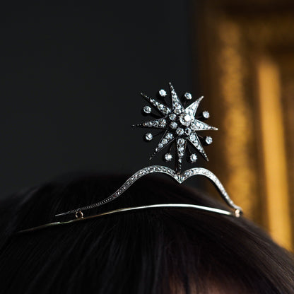 Spectacular Antique Victorian Diamond Tiara with Diamond Star - c.1890