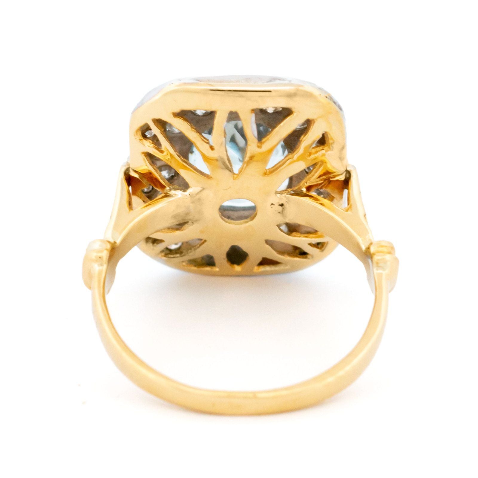 Vintage 2.40cts Aquamarine and Diamond 14k Cluster Ring 16047-8720