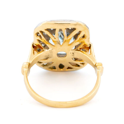 Vintage 2.40cts Aquamarine and Diamond 14k Cluster Ring 16047-8720