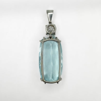 Cushion Shape Aquamarine and Diamond Pendant