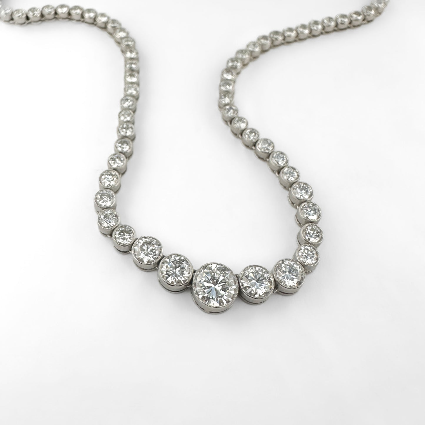 Graduated 12.5ct Diamond Riviera Necklace in Platinum