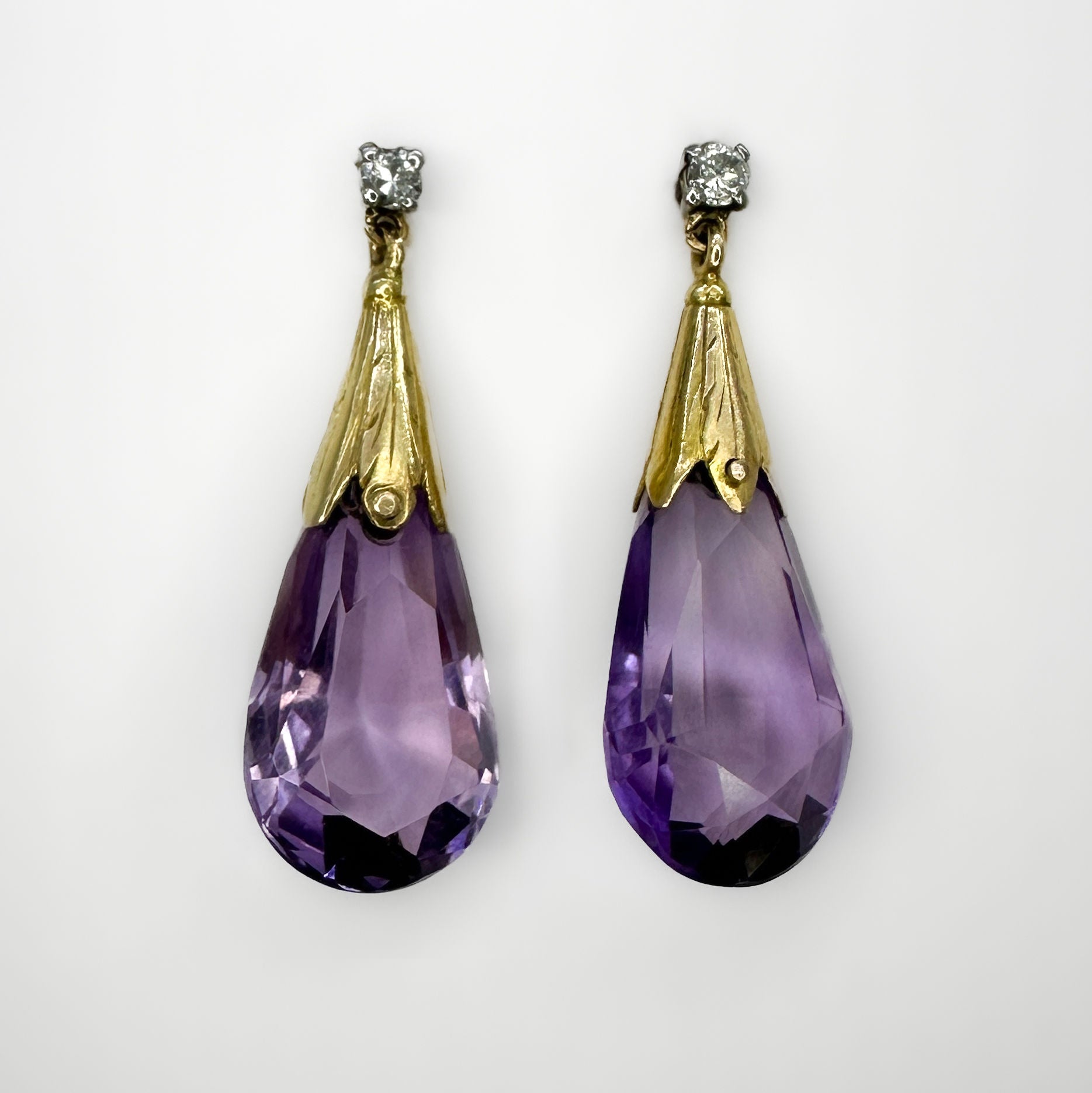 Vintage Large Amethyst Drop Earrings
