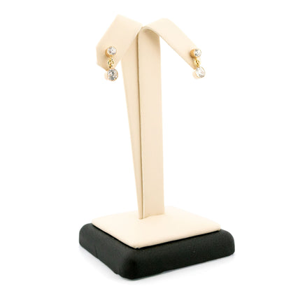 Art Deco 14 Carat Yellow Gold Two Stone Diamond Drop Earrings, 1.40 Carats