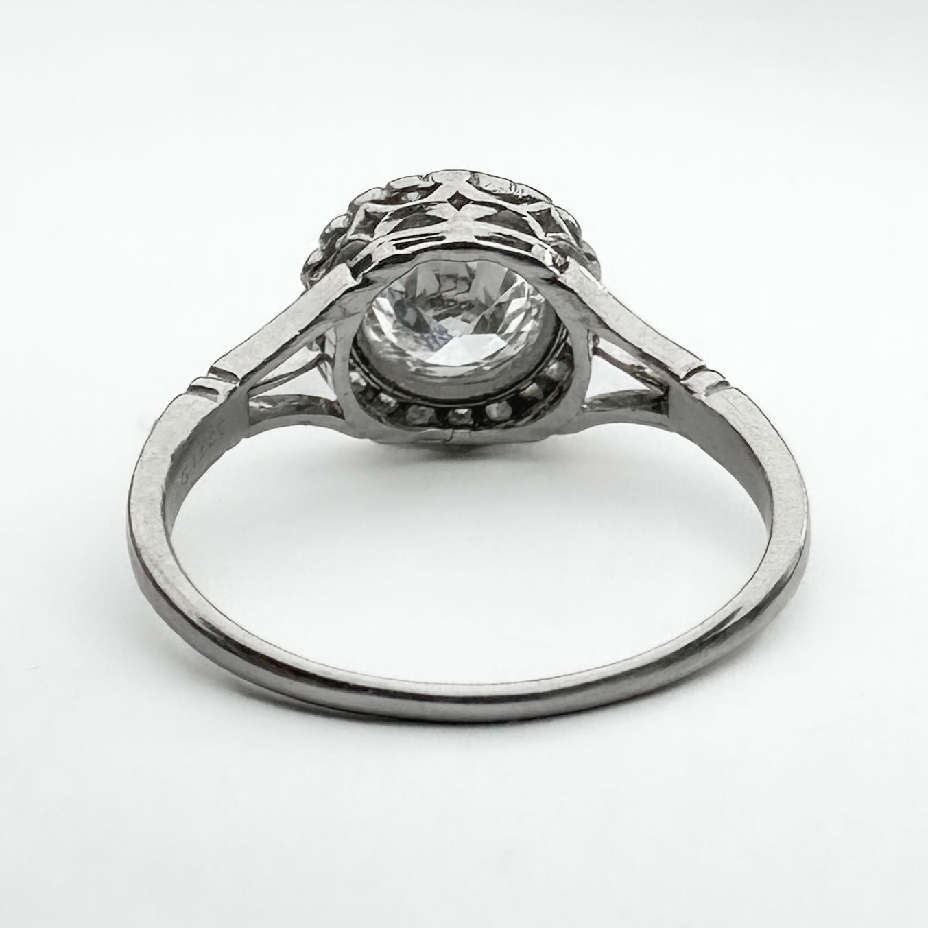 Edwardian 1.2ct Old Transitional Cut Diamond Cluster Ring in Platinum
