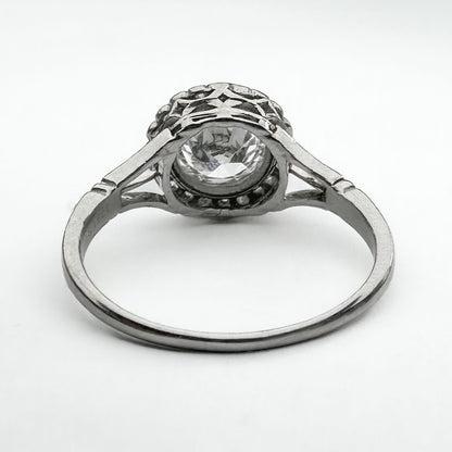 Edwardian 1.2ct Old Transitional Cut Diamond Cluster Ring in Platinum