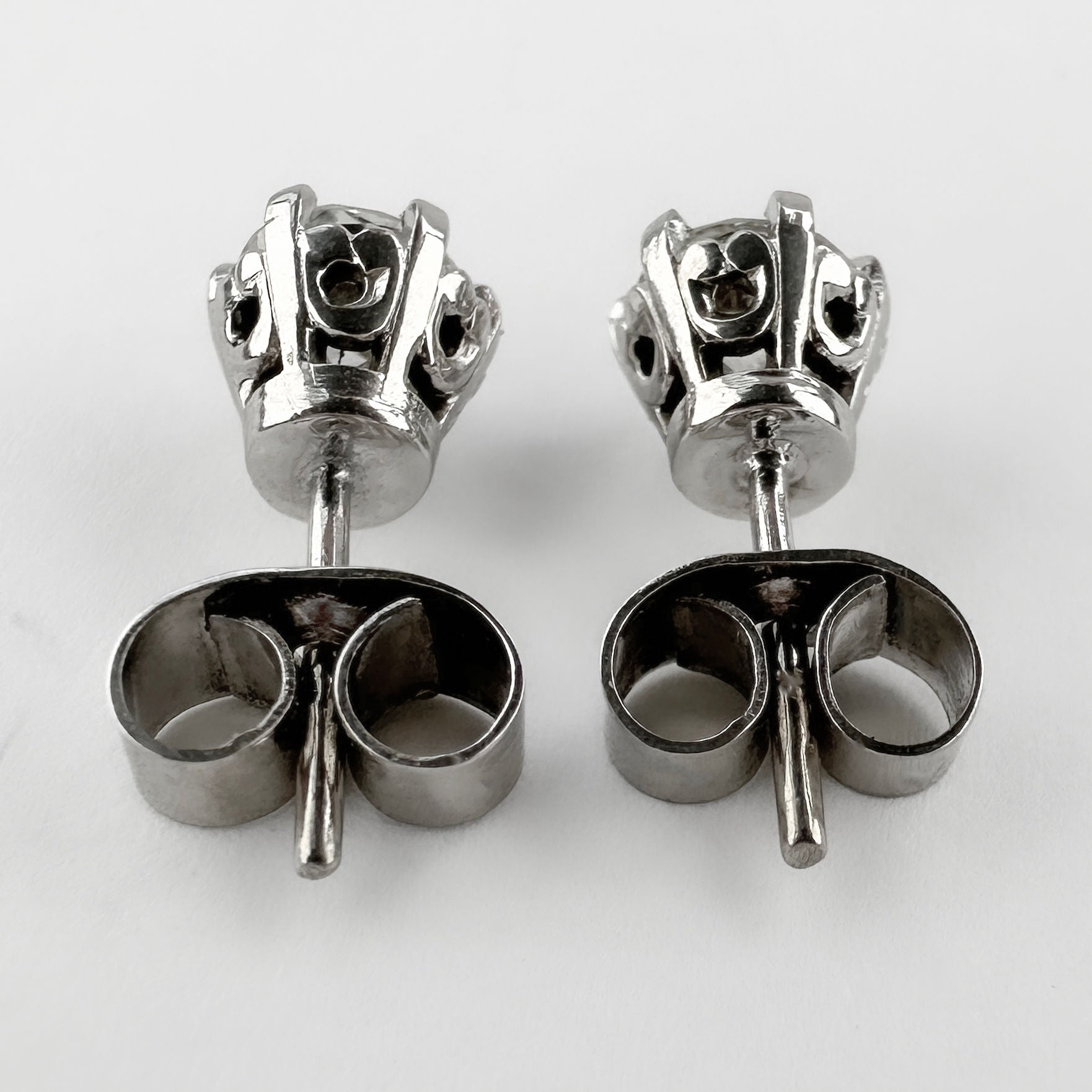 Vintage 1ct Diamond Solitaire Stud Earrings