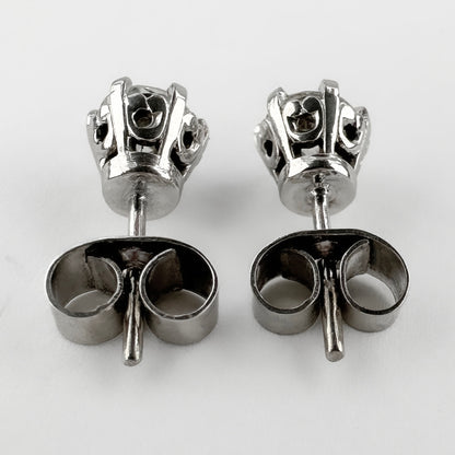 Vintage 1ct Diamond Solitaire Stud Earrings