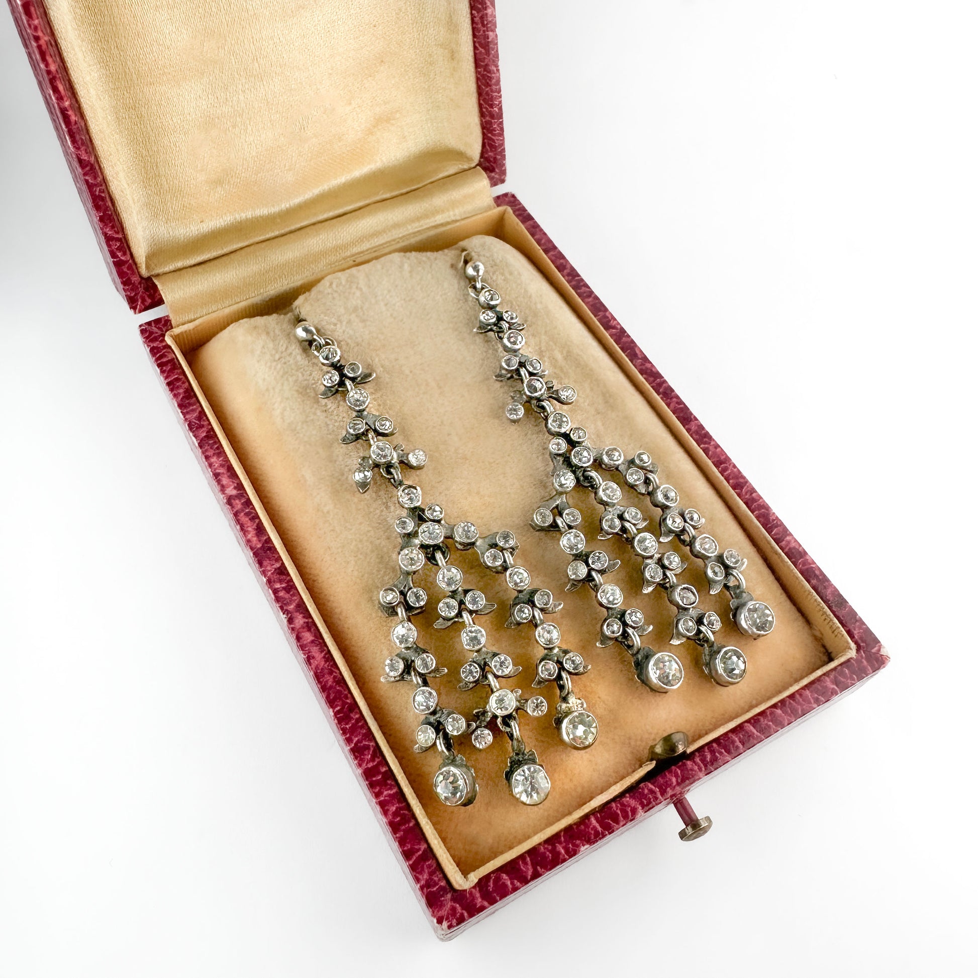 Edwardian Antique Paste Chandelier Drop Earrings