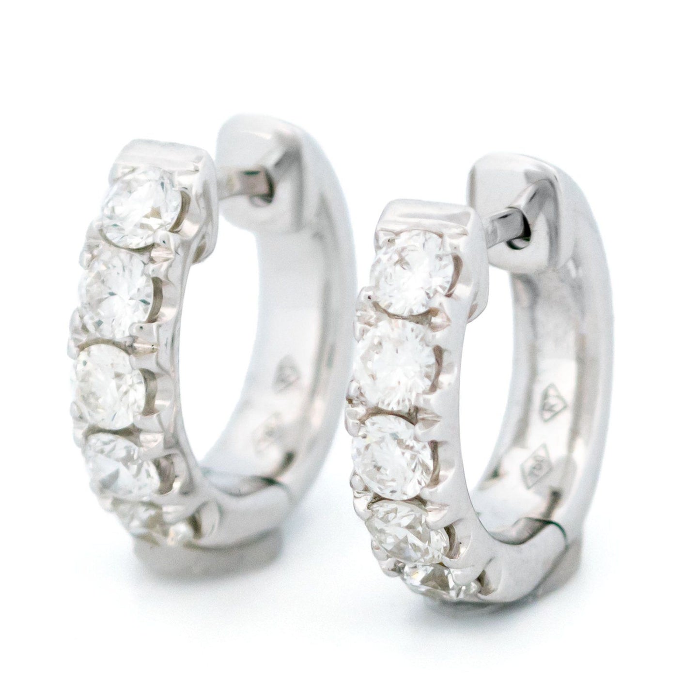 18 Carat White Gold Brilliant Cut Diamond Creole Hoop Earrings, 1.00 Carat