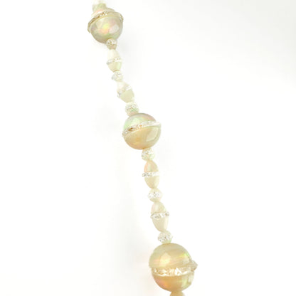 1920's Opal Bead Necklace With Diamond Clasp