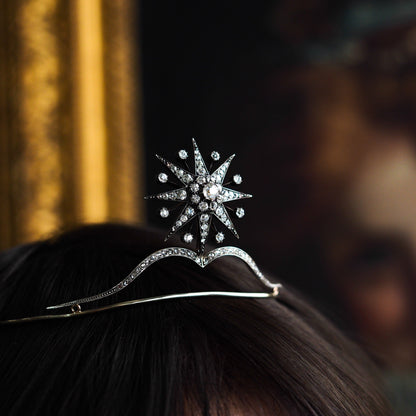 Spectacular Antique Victorian Diamond Tiara with Diamond Star - c.1890