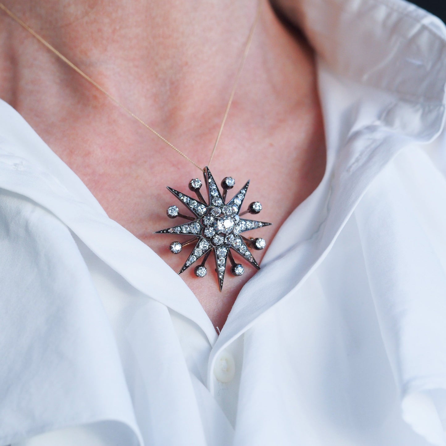 Spectacular Antique Victorian Diamond Tiara with Diamond Star - c.1890