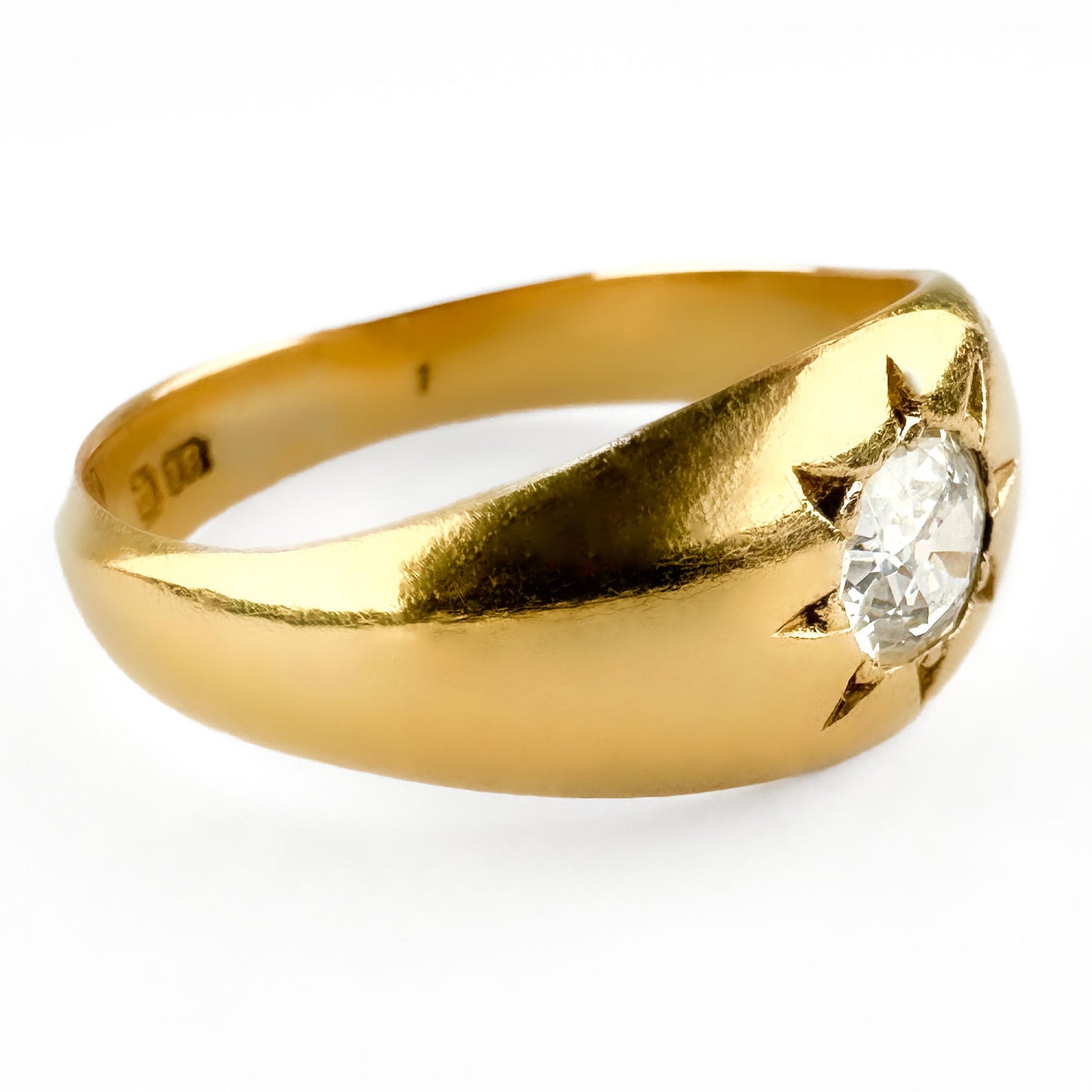 Victorian Antique Single Stone 0.40ct Old Cut Diamond Solitaire Gypsy Ring