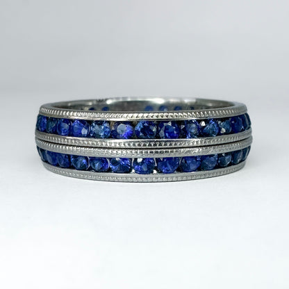 Stacking Pair of Sapphire Full Eternity Band Rings, Vintage 1950s