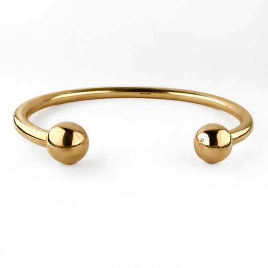 Vintage 9ct Yellow Gold Torque Bangle Bracelet
