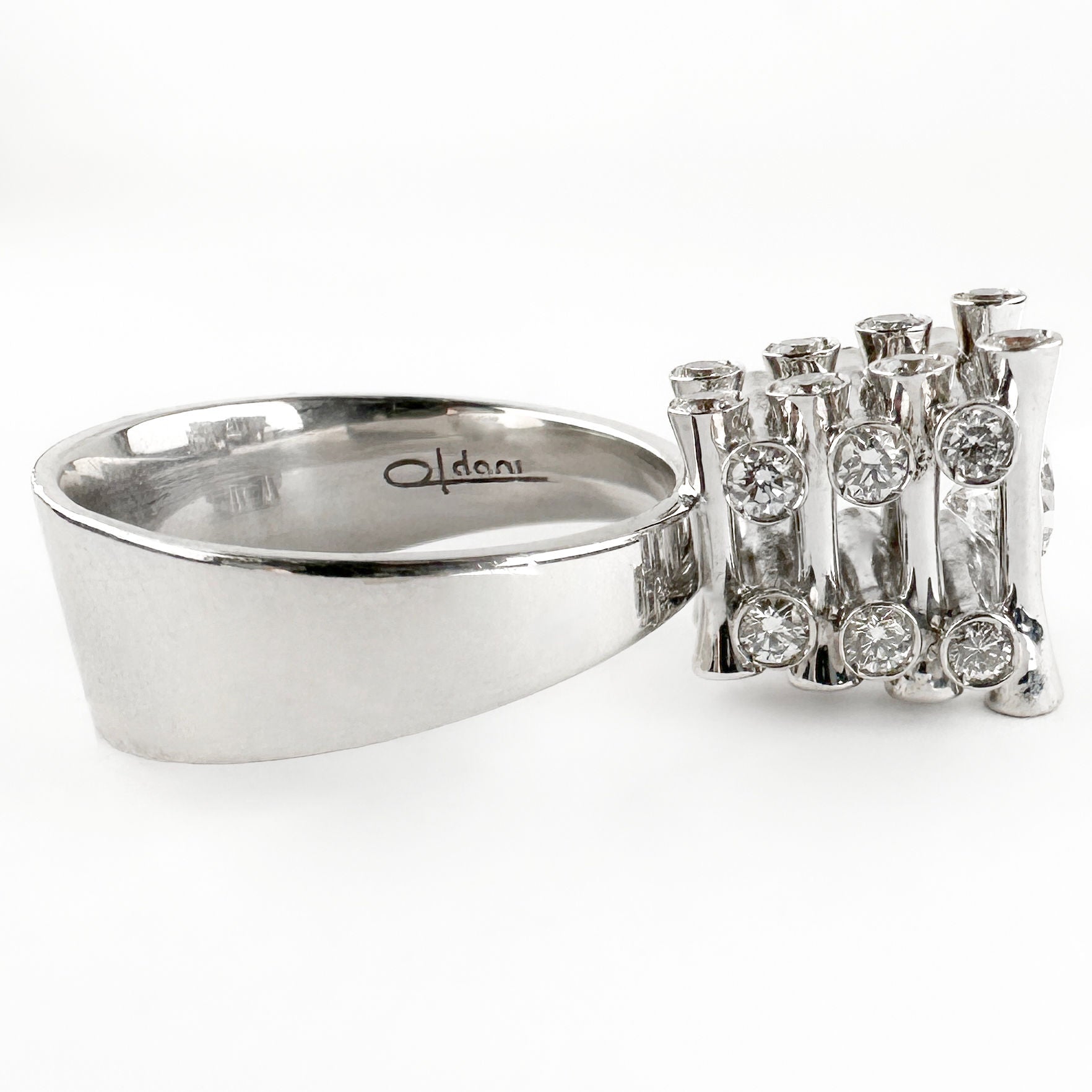 Contemporary Modernist Diamond Tower Ring by Marco Oldani For John Rasmussen