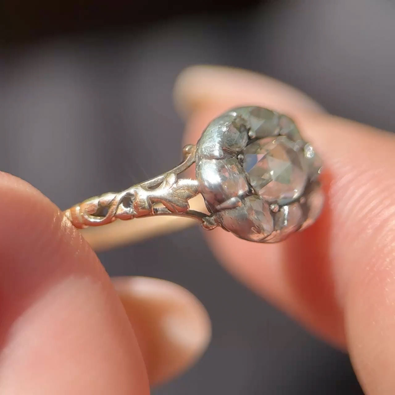 Georgian Rose Cut Diamond Cluster Ring