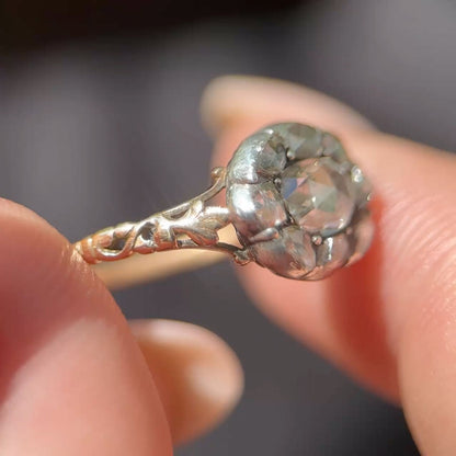 Georgian Rose Cut Diamond Cluster Ring