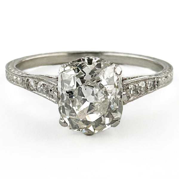 Edwardian Antique 1.52ct Single Stone Old Cushion Cut Diamond Solitaire Engagement Ring in Platinum