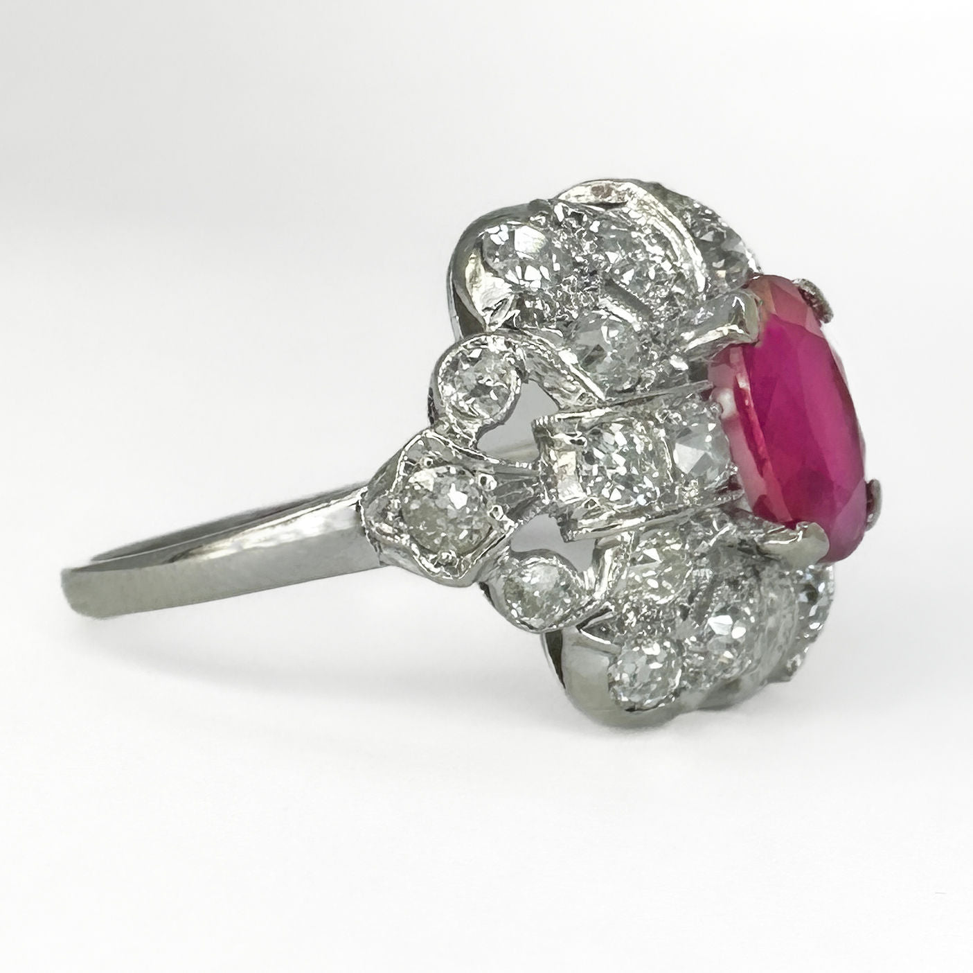 1.65ct Burma Ruby Cluster Ring