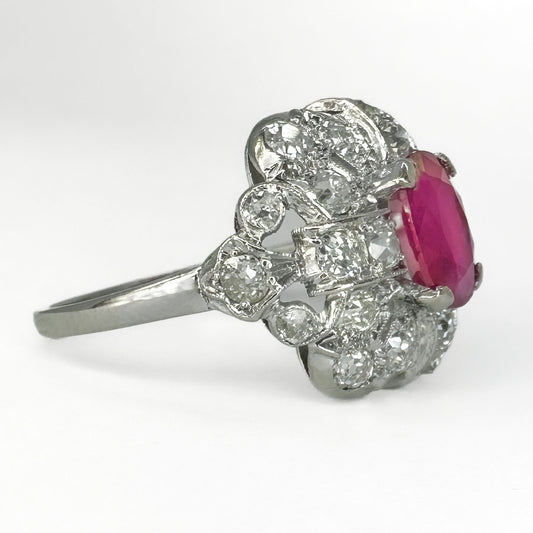 1.65ct Burma Ruby Cluster Ring