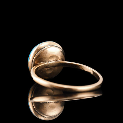 Antique Victorian Diamond Star Ring 9ct Gold Blue Enamel Cabochon - c.1890