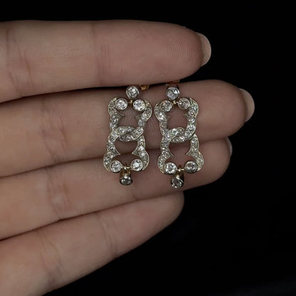 Antique Diamond Rub Over Drop Earrings