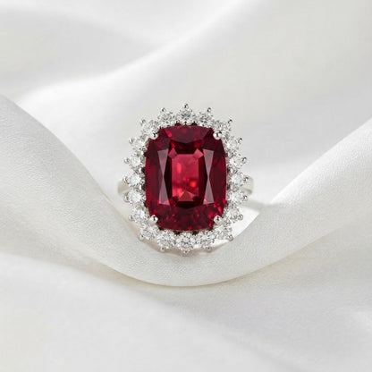Vintage 25ct Rubellite and Diamond Cluster Cocktail Ring