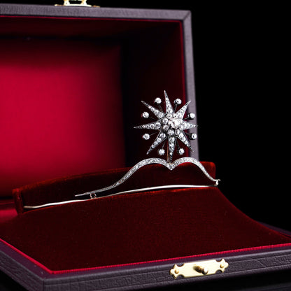 Spectacular Antique Victorian Diamond Tiara with Diamond Star - c.1890