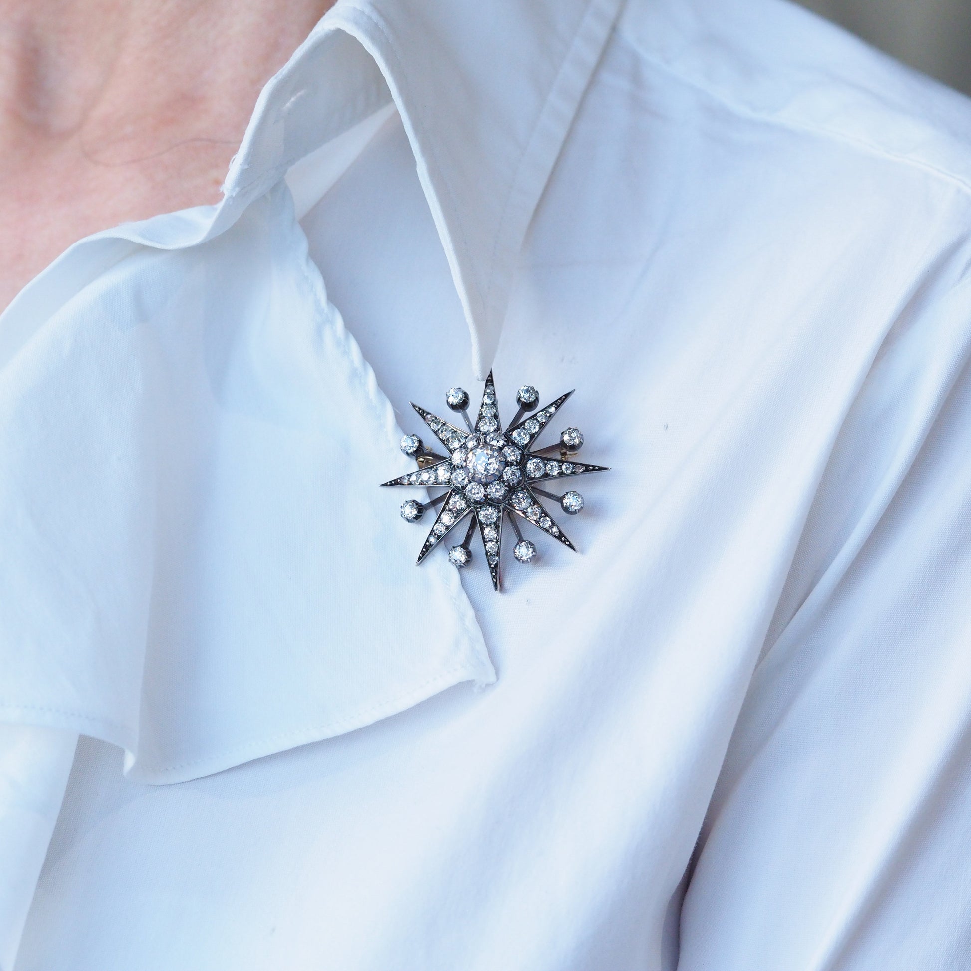 Spectacular Antique Victorian Diamond Tiara with Diamond Star - c.1890