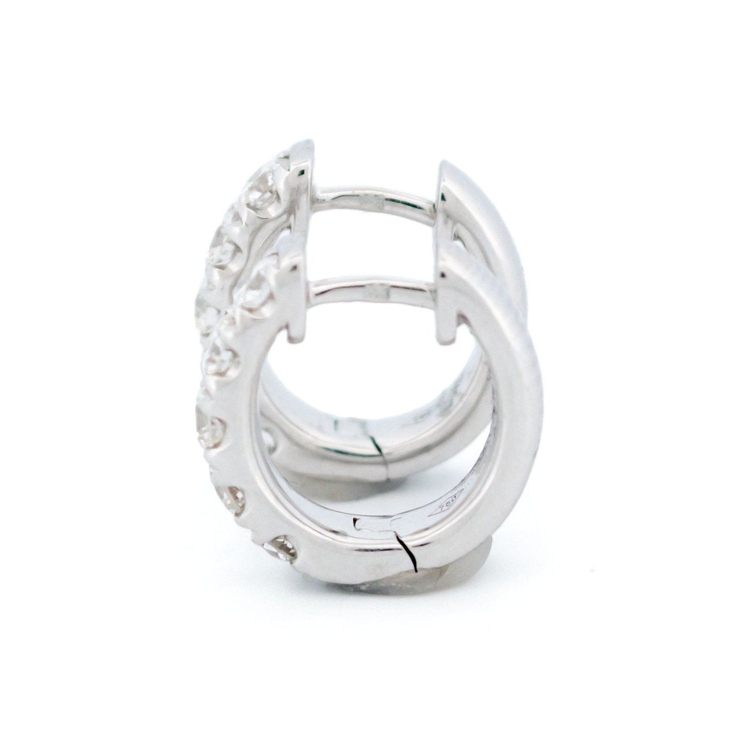 18 Carat White Gold Brilliant Cut Diamond Creole Hoop Earrings, 1.00 Carat