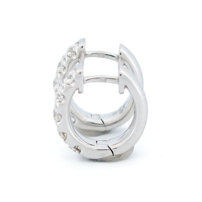 18 Carat White Gold Brilliant Cut Diamond Creole Hoop Earrings, 1.00 Carat