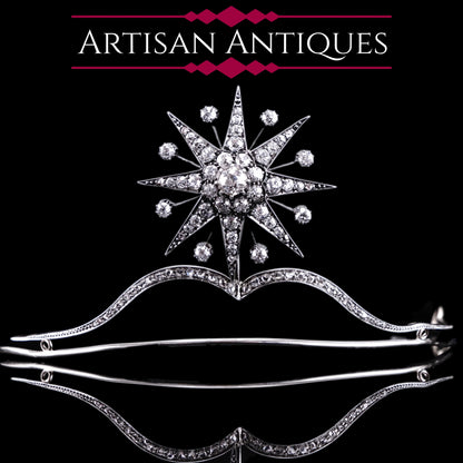 Spectacular Antique Victorian Diamond Tiara with Diamond Star - c.1890