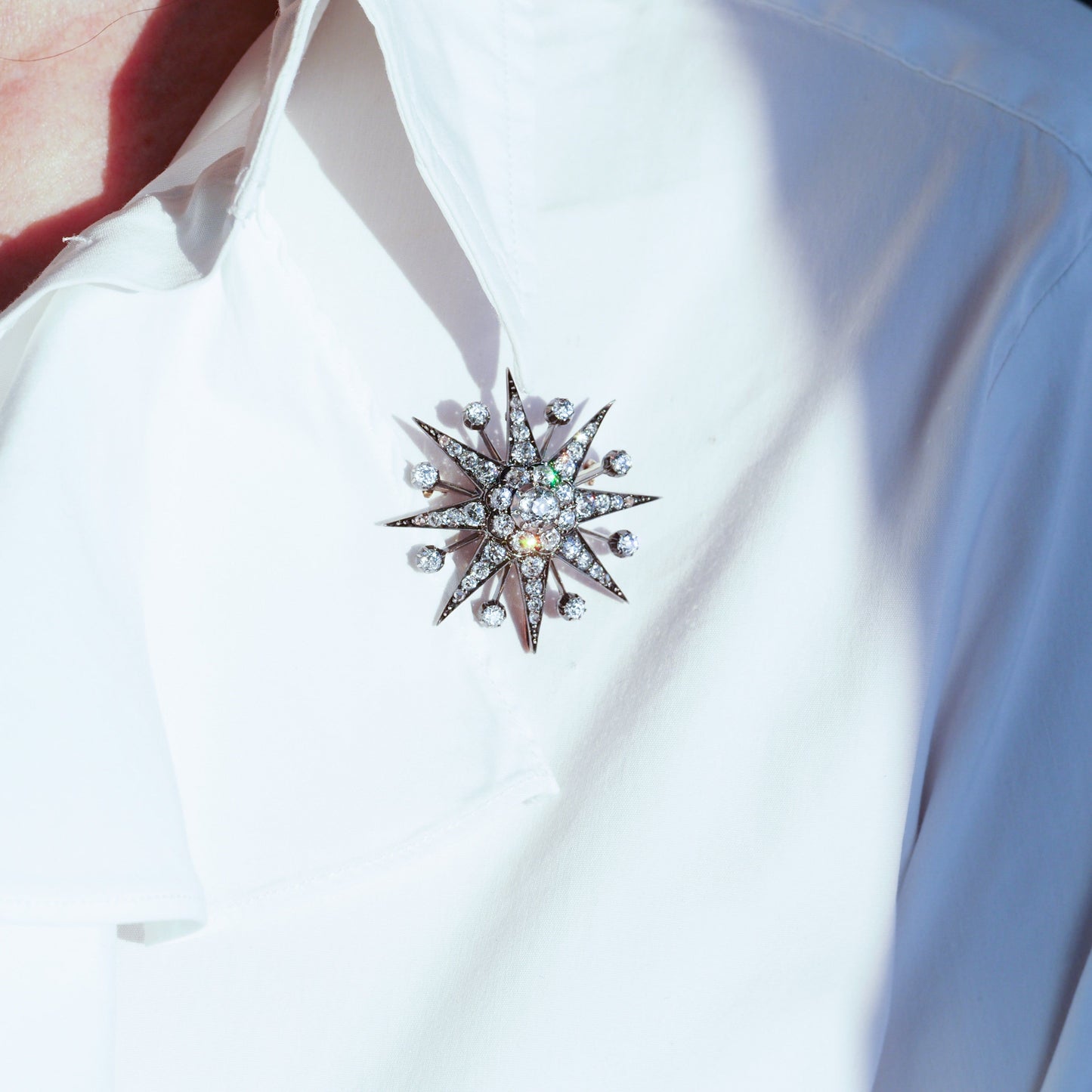 Spectacular Antique Victorian Diamond Tiara with Diamond Star - c.1890