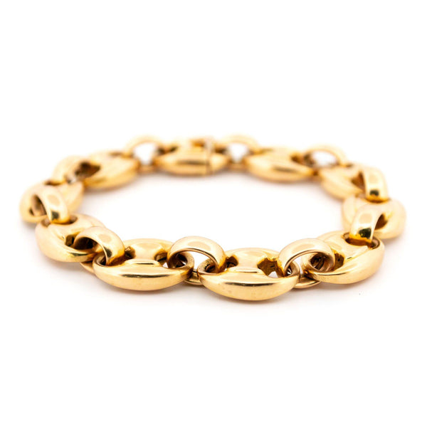 Vintage 18ct Yellow Gold Coffee Bean Link Bracelet