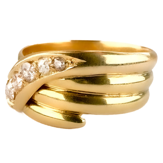 Antique 1912 Five Diamond Snake Ring