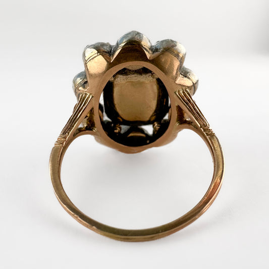 Victorian Emerald &amp; Diamond Cluster Ring