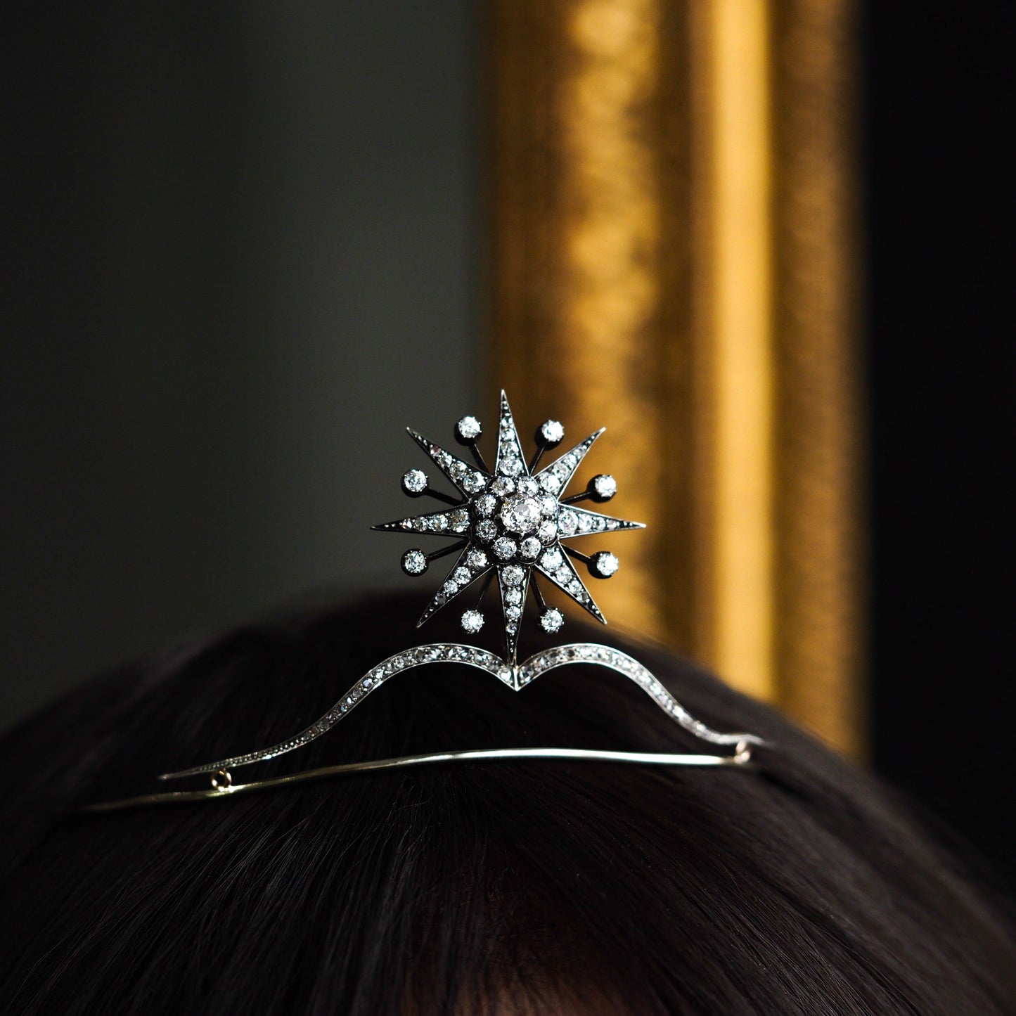 Spectacular Antique Victorian Diamond Tiara with Diamond Star - c.1890