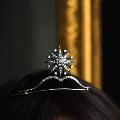 Spectacular Antique Victorian Diamond Tiara with Diamond Star - c.1890