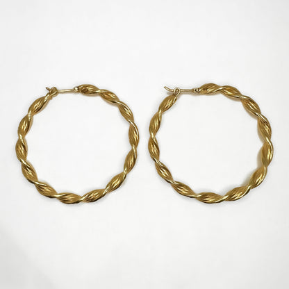 Gold Twist Hoop Earrings
