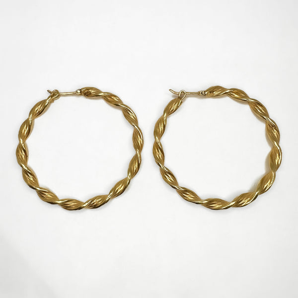Gold Twist Hoop Earrings