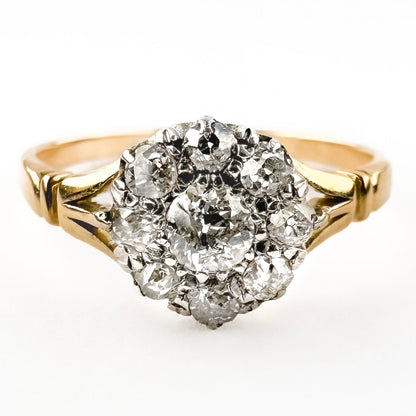 Victorian Antique Old Cut Diamond Daisy Cluster Engagement Ring