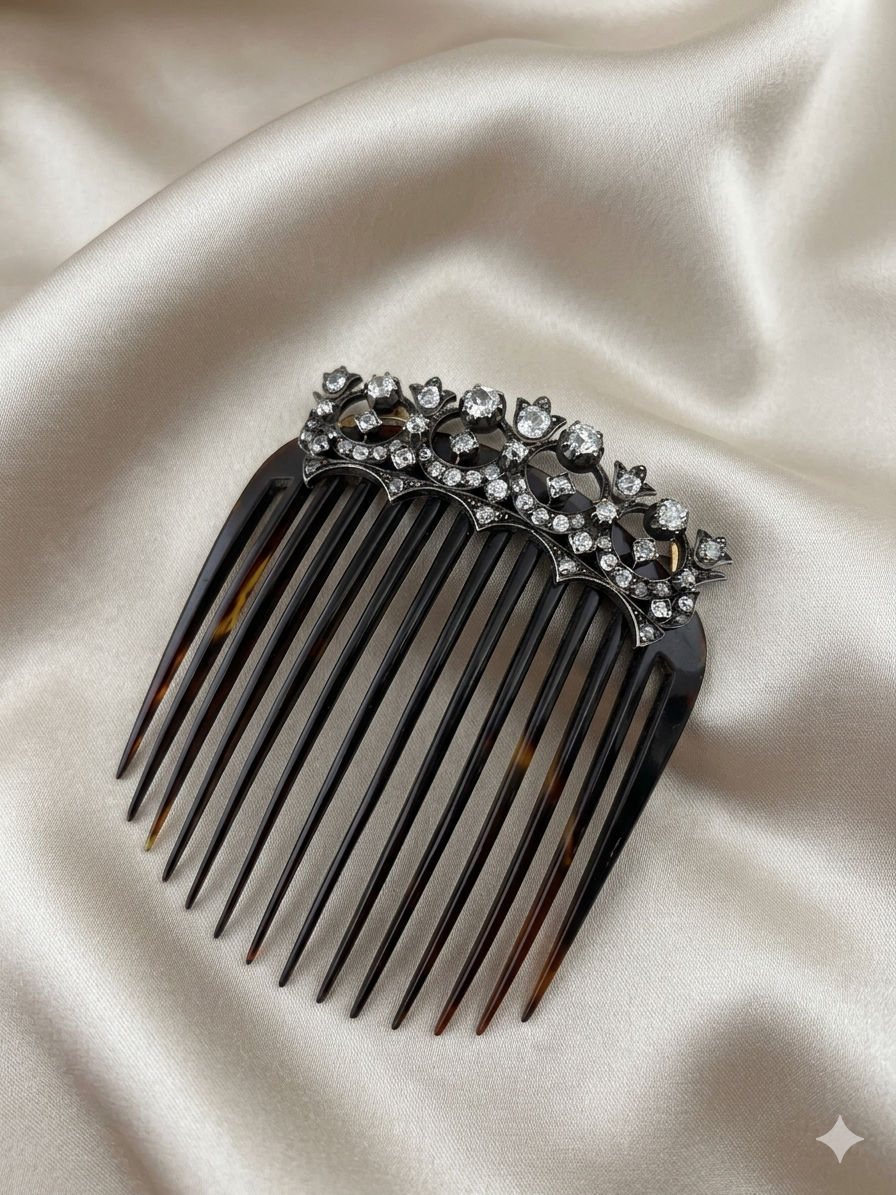 Victorian 5.0 Ct Diamond Brooch or Tiara Hair Comb, 1870 circa
