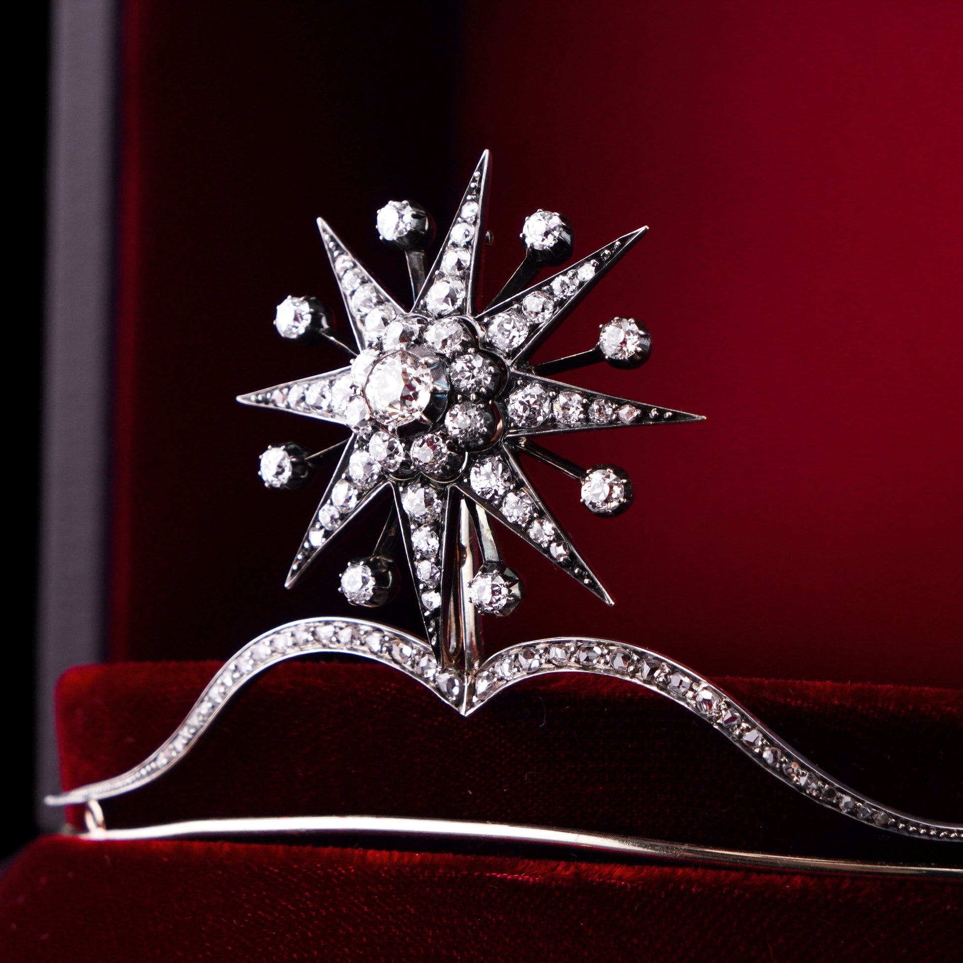 Spectacular Antique Victorian Diamond Tiara with Diamond Star - c.1890