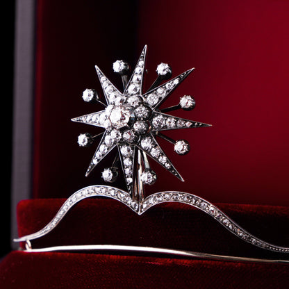 Spectacular Antique Victorian Diamond Tiara with Diamond Star - c.1890