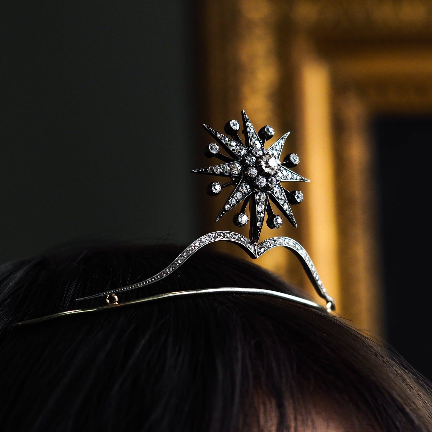 Spectacular Antique Victorian Diamond Tiara with Diamond Star - c.1890