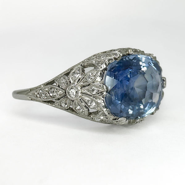 Antique 4ct Sapphire And Diamond Ring