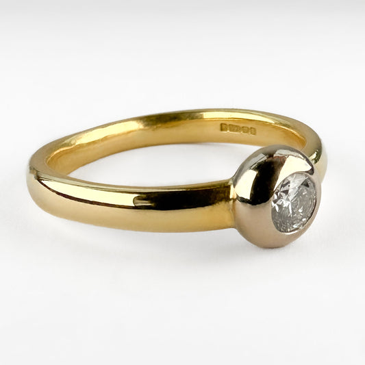 Single Stone Rub Over Diamond Engagement Ring