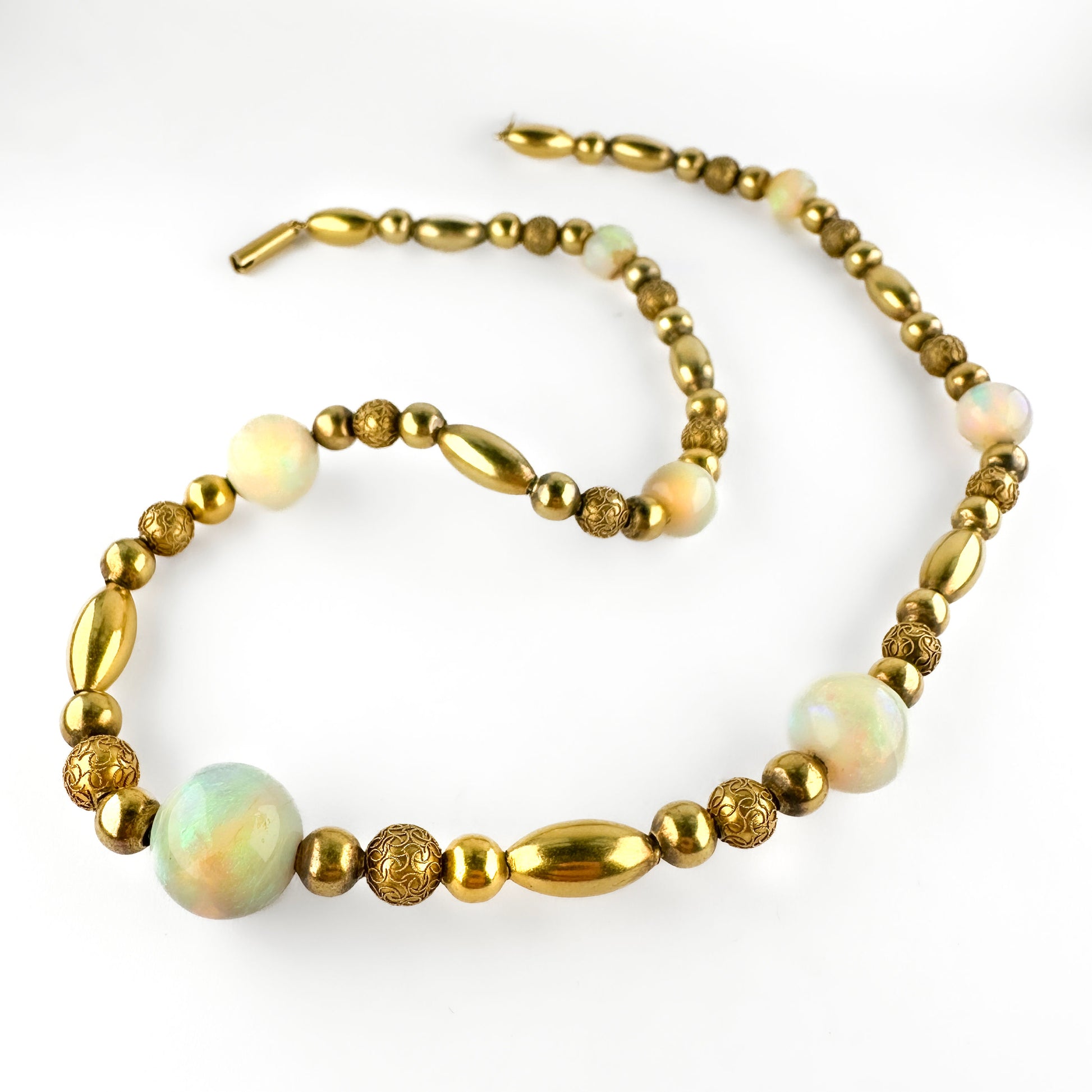 Antique Opal and 18ct Yellow Gold Bead Necklace