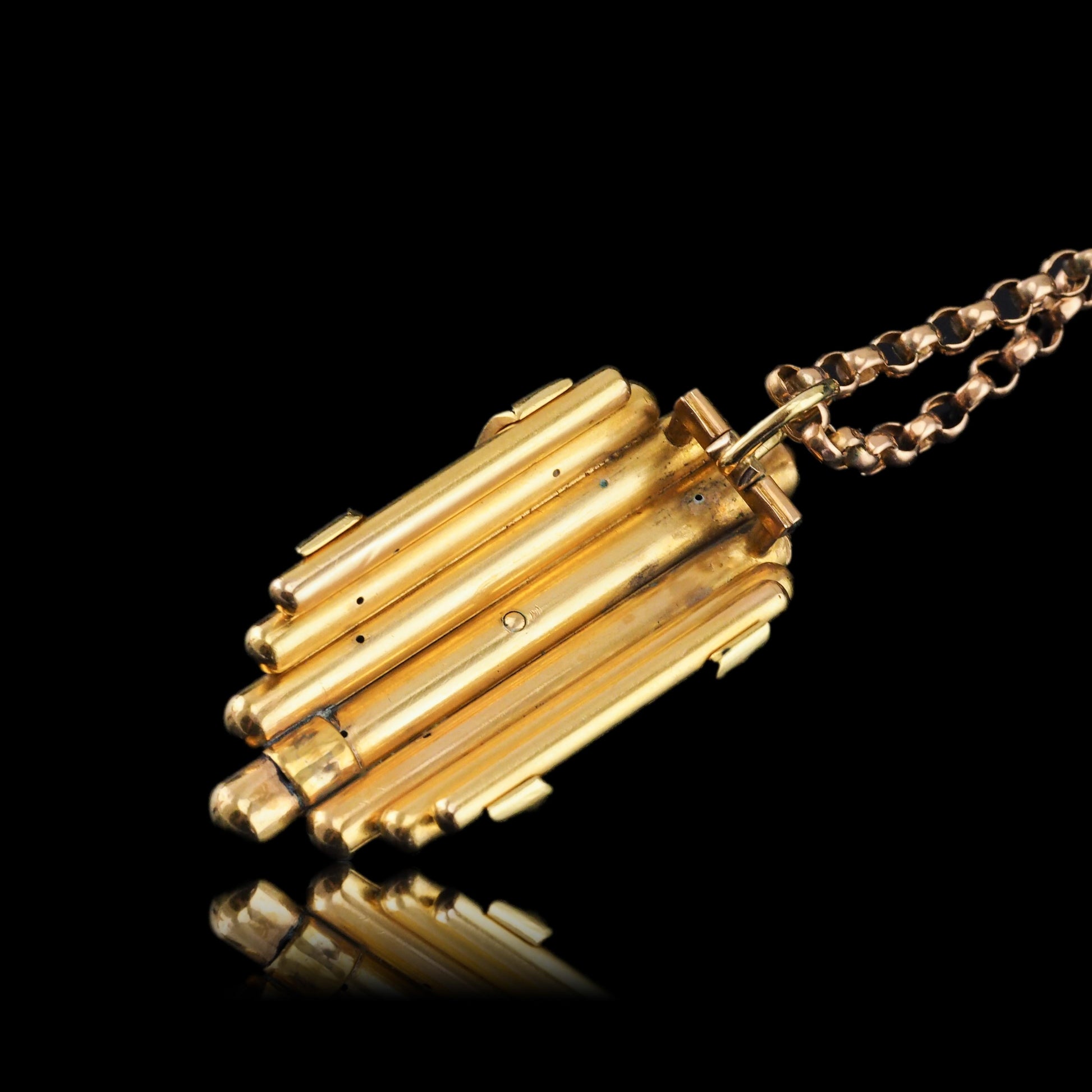 Antique Victorian 18 Carat Gold Rose Cut Diamond And Blue Enamel Pendant - circa 1880